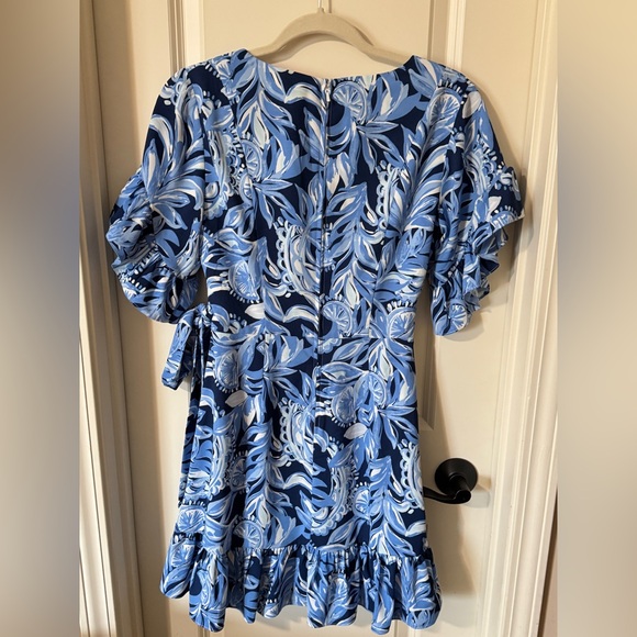 Lilly Pulitzer "Darlah" Stretch Faux Wrap Dress in High Tide Navy - Picture 3 of 5